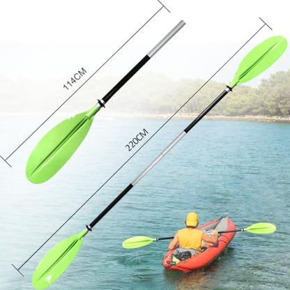 Karltion Kayak Paddle - Adjustable 2 Pieces Aluminum Alloy Shaft with Glass Fiber Blade for Surfing,Oar Fishing Easy Packable Travel - color: Green, size: 90.5"-1 paddle