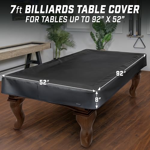 GoSports 6, 7, 8 & 9 ft Premium Leatherette Pool Table Cover - Waterproof & Tearproof - Heavy Duty Indoor & Outdoor Billiard Table Cover - color: Black, style: 7 ft (92" L x 52" W x 8" H)