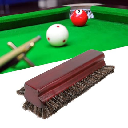 Pool Table Brush, Horse Hair Brush with Wood Handle, 3 Sided Billiard Table Brush for Pool Table Cleaning, Pool Table Accessories, Burgundy