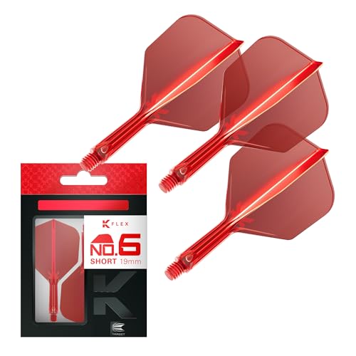 Target Darts K Flex Integrated Dart Flight and Shaft, No.6 | 3-Pack K-Flex - No. 6, Kflex Precision-Molded 2-in-1 Dart Flights and Dart Shaft | Professional Dart Accessories - color: Red, size: Short (19mm)