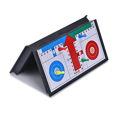 Magnetic Ludo Board Game Set with Folding Board Classic Travel Games for Kids and Adults - 9.84 Inches