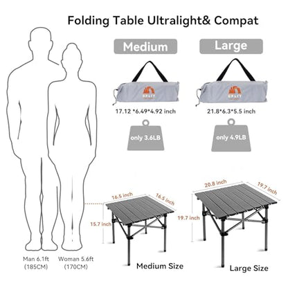 Opliy Folding Camping Table,Portable Table for 1-2 Persons -Collapsible Table Lightweight with Carry Bag for Camping, Hiking, Picnics, BBQs, Beach Trips & Tailgating(16.5 inch). - size: M(16.5 inch)