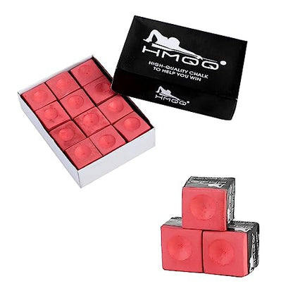 HMQQ Pool Cue Chalk – 12 Pack Billiard Chalk, Low Dust & Anti-Slip Cue Chalk for Smooth, Accurate Shots – 6 Colors Available for Pool Lovers, Home Tables & Clubs - color: Dark Red