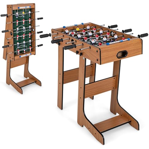 Giantex Folding Foosball Table, Space Saving Arcade Table Soccer with Durable Handle, 2 Balls, Scoreboard for Adult & Child, Soccer Table Game for Party, Group Building Activities, Bar, Game Room