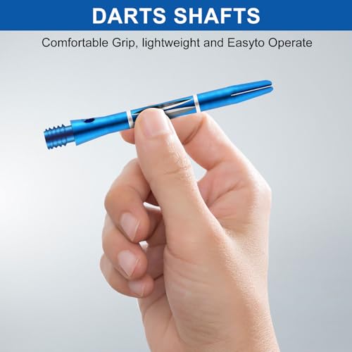 24/18Pcs Dart Flights and Stems Sets Durable Metal Stems, Colourful Dart Flights and Stems Combination, Aluminium 2BA Threaded Dart Fittings (Multi-Size Set) - color: blue