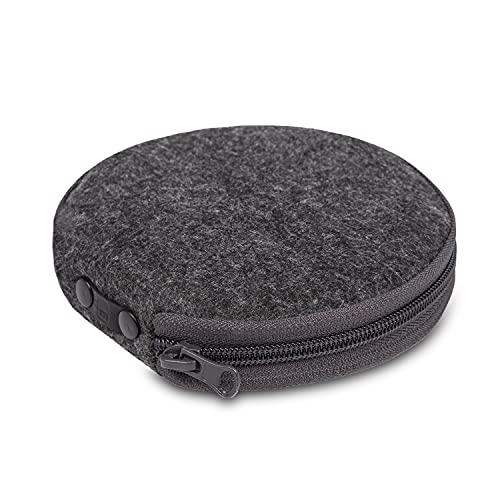 ELEZAY Small CD Case Round Felt 20 Capacity CDs Storage Wallet DVD Disc Holder Compact,Gray - color: A-Gray