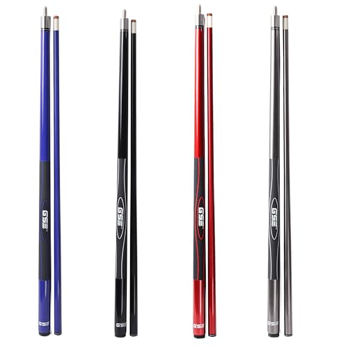 GSE Games & Sports Expert 58" 2-Piece Fiberglass Graphite Composite Billiard Pool Cue Sticks (Several Colors Available, Weight from 18oz, 19oz, 20oz, 21oz) - color: Multi Colors, style: set of 4