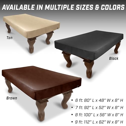 GoSports 6, 7, 8 & 9 ft Premium Leatherette Pool Table Cover - Waterproof & Tearproof - Heavy Duty Indoor & Outdoor Billiard Table Cover - color: Black, style: 8 ft (100" L x 56" W x 8" H)