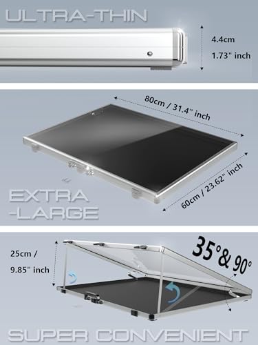 Ultra-Thin 31.4 x 23.6inch Portable Aluminum Card Display Case with Felt Tote Bag, High-Transparency Acrylic, 3 Anti Theft Locks, Sports Trading Card Show Case for Collectible Cards Jewelry Jersey - color: Silver