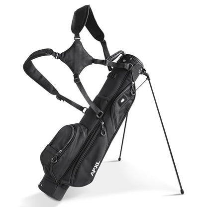 Small Golf Bag, 3 Divider Fit Up to 8 Clubs, Golf Stand Bag with Rain Cover, Durable Pitch n Putt, Lightweight Golf Club Carry Bag with Strap and Stand, Golf Bags for Men & Women - color: Black