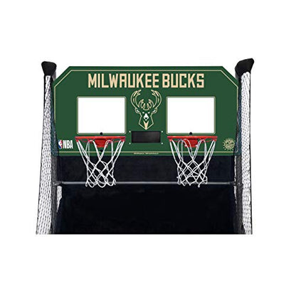 Pop-A-Shot - Home Dual Shot Arcade Basketball Game with NBA Graphics l Sensor Scoring l 16 Game Modes l 7 Balls l Foldable Storage l for All NBA Fans - style: Milwaukee Bucks
