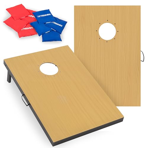 Triumph Sports 2x3 Premium Cornhole Sets - LED Options Available - 8 Bean Bag Toss Bags and Cornhole Boards Included - color: LED Wood Grain