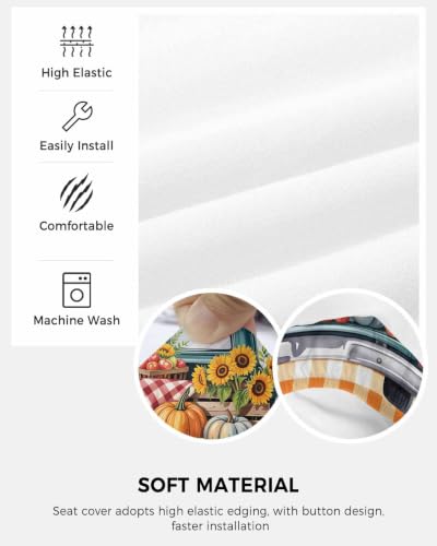 Savannan Office Chair Cover, Truck Autumn Pumpkin on Plaid Protective Stretch Elastic Universal Cover for Desk Task Chair,Computer Rotating Chair 1 Pcs Rustic Floral Foliage