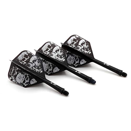 CUESOUL 3 Sets Integrated Dart Shaft and Flights,Dart Shaft Length 21mm/28mm/33mm - color: Shaft Length 21mm+28mm+33mm-Big Wing Shape-White Skull