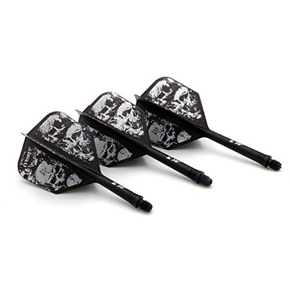 CUESOUL 3 Sets Integrated Dart Shaft and Flights,Dart Shaft Length 21mm/28mm/33mm - color: Shaft Length 21mm+28mm+33mm-Big Wing Shape-White Skull