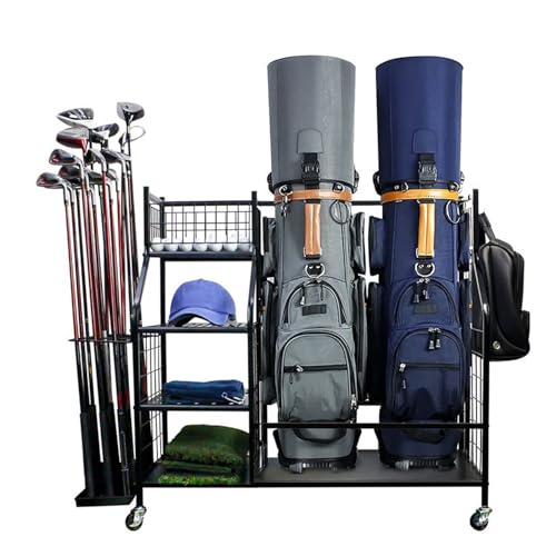 Golf Storage Organizer for Garage - Heavy Duty Stand | Extra Large Golf Storage with Wheels,for Golfers Home Basement Shed Balls Equipment Accessories Pouch