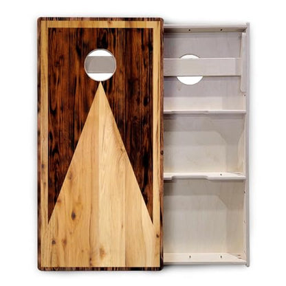 Cornhole Solutions Tournament Cornhole Boards – Regulation 4 ft x 2 ft Professional Set – ¾″ Baltic Birch Plywood – Folding Legs – UV Printed & Clear Coated (Wooden Triangle)