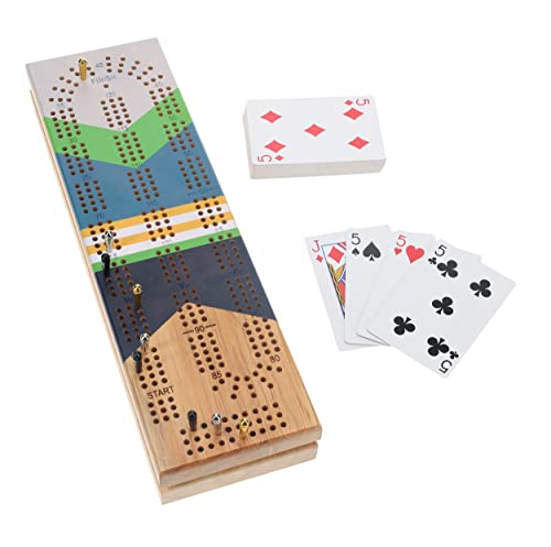Pacific Shore Games Canoe Cribbage Board Game Set, Placid Nautical Print, Continuous 3 Track Travel Cribbage Boards Unique, Wooden Board Games for Adults, 9 Metal Cribbage Pegs, 12 Inches - style: Placid