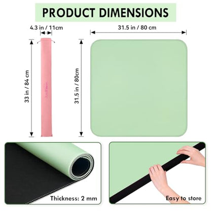 Green Mahjong Mat - 100% No Creases American Mahjong Mat, Anti-Slip & Noise Reduction Mahjong Table Cover, Mahjong Mats with Carrying Bag for Mahjong, Poker, Card Games, Dominoes, Board Games (Green) - color: Green