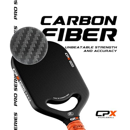 CPX Pro Carbon Fiber Pickleball Paddle - Professional Grade, Matte Finish, Honeycomb Core, Tennis Style Grip - Edgeless Paddle Designed in Chicago, USA - color: White Pro