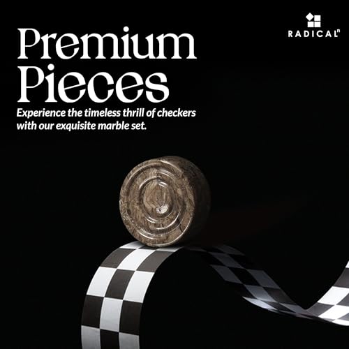 Radicaln Marble Checker Figures 1.25'' Inches Black and Oceanic Handmade Checker Pieces for Chess Board Game Draughts Game, Chess and Checkers Set - color: Black and Oceanic