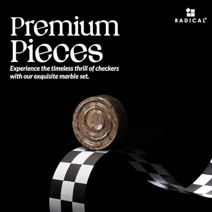 Radicaln Marble Checker Figures 1.25'' Inches Black and Oceanic Handmade Checker Pieces for Chess Board Game Draughts Game, Chess and Checkers Set - color: Black and Oceanic