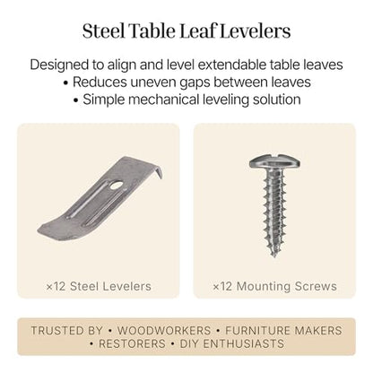 Steel Table Leaf Leveler with Screws | Pack of 12 | Table Leaf Hardware | TT5-S