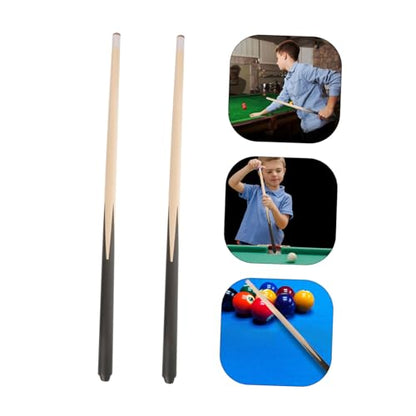 KOMBIUDA 2Pcs Short Pool Cue Sticks Convenient Wood Billiard Cue for Tight Spaces Ideal for Children and Practice Hardwood Design