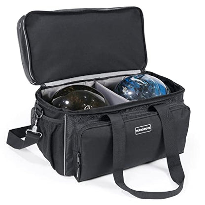 Mangrove 2 Ball Bowling Bag - Double Bowling Ball Bag with Dual Padded Holder & Mutiple Pockets - Fits Shoes Up to Mens Size 16 and Accessories