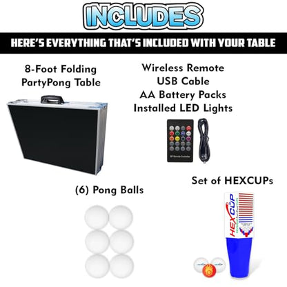 8-Foot Regulation Length Folding Table w/Optional Cup Holes, LED Lights, Custom Graphic (Choose Your Model) - color: Custom, style: w/ LED Lights
