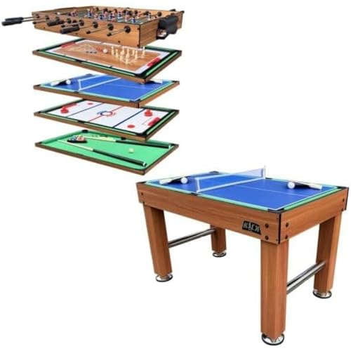 KICK Pentacle 55" 5-in-1 Multi Game Table – Foosball, Billiards/Pool, Push Hockey, Shuffleboard & Bowling - color: Brown