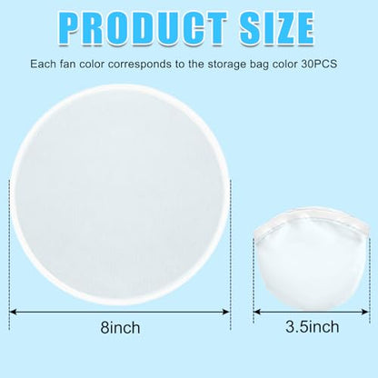 Mototo 36 Pieces Foldable Flying Disc Fans with Bag Folding Pocket Toy Set DIY Creative Gift Handheld Fabric Fan for Fun Party Favors Summer Outdoor Activity Game Halloween, White - color: White