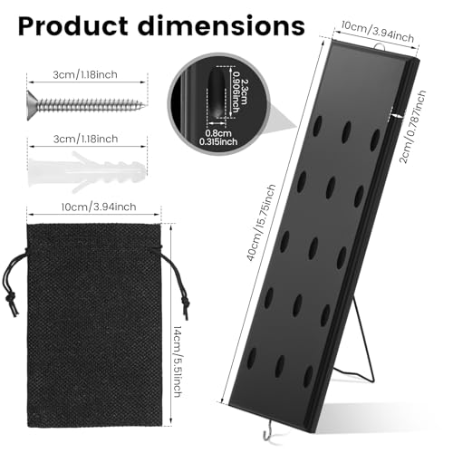 Wall Mounted Dart Holder with Storage Bag 15 Hole Wooden Dart Storage with Metal Hook and Rear Stand for Game Room and Bar