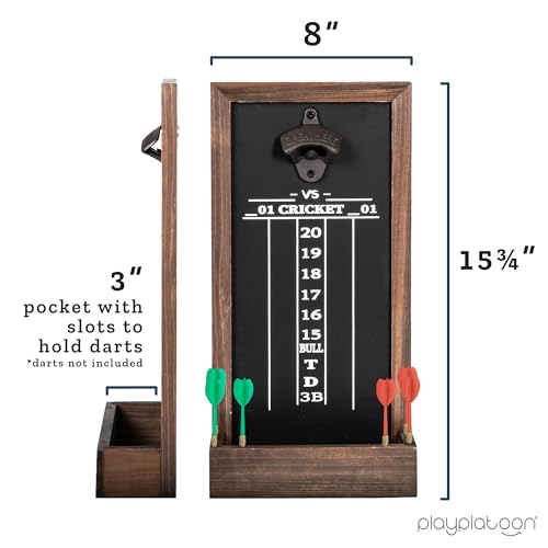 Play Platoon Dart Scoreboard & Darts Holder Wall Mount - Wood Score Board, Professional Darts Accessories, Dart Holder - size: 15.75 x 8 inch, style: Chalkboard