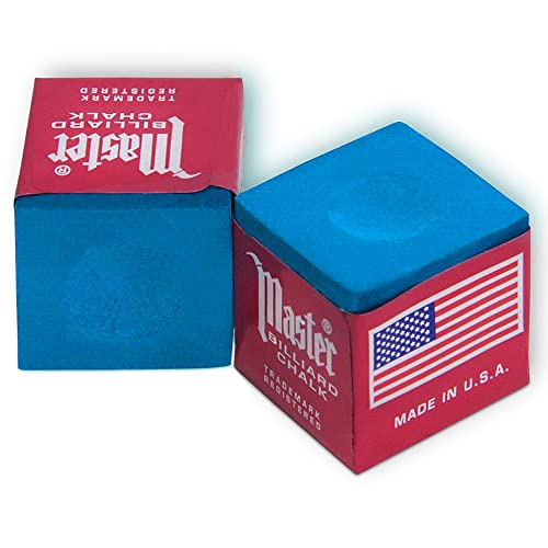 Master Billiard Chalk Pool Cue Chalk Premium Quality - 1 Dozen - Made in The USA - Sky Blue
