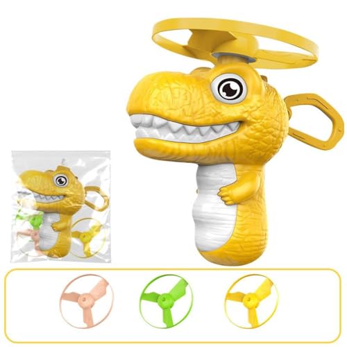 Disc Flying Toy, Fun Dinosaur Design, 11.5x3.5x12cm, Cat Toy Launcher, Cat Fetch and Hunt Toys, Easy to Use, for Yard, Garden, Balcony, Terrace Fun - color: Yellow