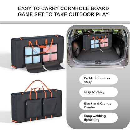 Cornhole Carrying Case Fits 4' x 2' Regulated Size, Heavy Duty 600D Oxford Fabric Waterproof & Dustproof, 4 Large Pockets for Outdoor Play