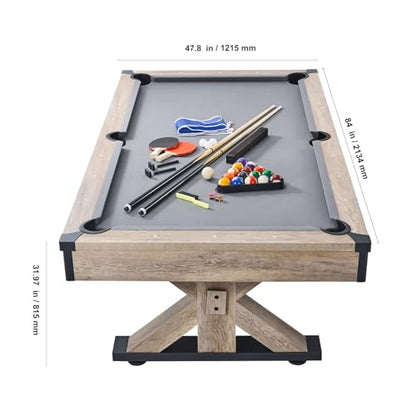 VEVOR 7ft 3-in-1 Multi Game Table with Dining, Pool, and Tennis Table, for Family Game Room Adults, Includes Full Set of Accessories, - style: Accessories