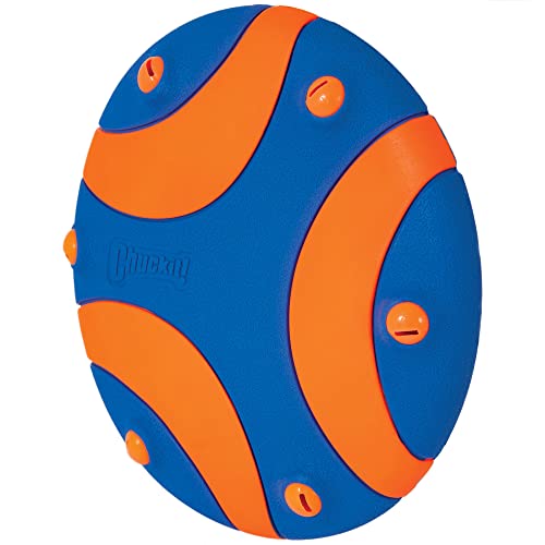Chuckit! Whistle Flight Outdoor Dog Fetch Toy, Orange/Blue, 10.6" x 1.2" x 11.1", For Medium to Large Dogs