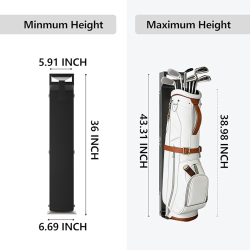 KAXIWEI Wall Mount Golf Bag Storage Stand Organizer Rack for Garage - color: Black