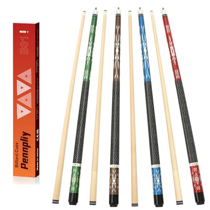 Pool Stick Set of 4, Pool Sticks for Adults, 4 Pool Cues Billiard Set, 58inch Billiard Cue with Maple Wood for Professional Billiard Players - 18oz, 19oz, 20oz, 21oz - color: B01