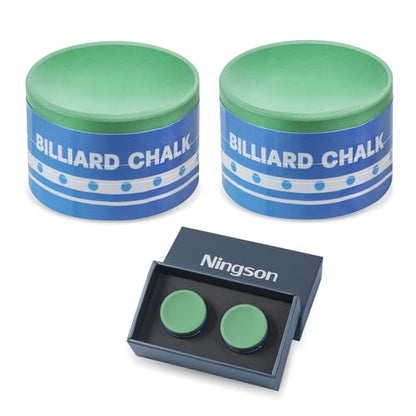 Pool Cue Chalk 2 Pack, Premium Round Pool Stick Chalk Billiard Table Accessories for Professional Tournament, Clubs, Bars, Home (Outstanding Performance, Reduce Miscue, Durable)- Green - color: Green-2 Pack