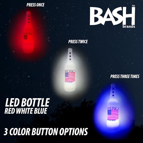Original Bottle Bash (Beersbee, Polish Horseshoes, Frisbeer) Bottle Set ONLY, Unbreakable - Choose Yellow, USA or USA LED Version - color: Red/White/Blue - LED