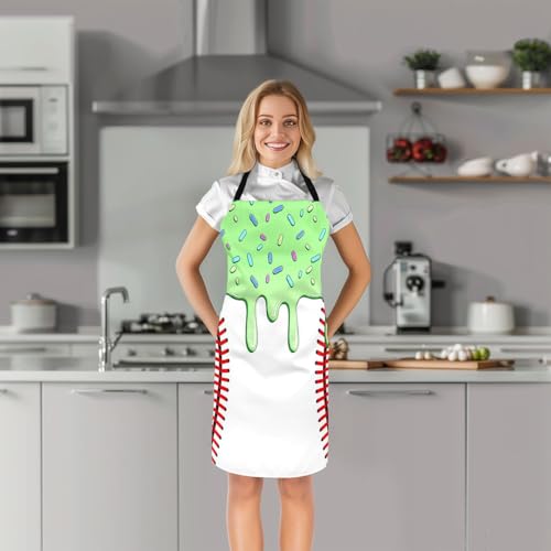 Castle Fairy Ice Cream Drip Baseball Kids Kitchen Apron - color: Green