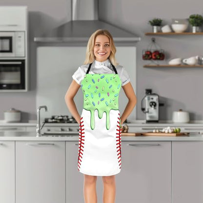 Castle Fairy Ice Cream Drip Baseball Kids Kitchen Apron - color: Green