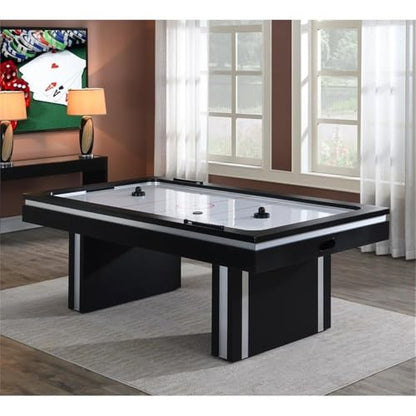 Pemberley Row Contemporary Wood Air Hockey Table, Black Finish, Dual Scoreboards, Includes Pucks & Pushers, Sturdy Wide-Leg Design for Game Rooms