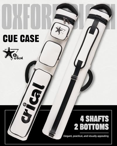 CRICAL Pool Cue Case 2x4 Hard Pool Stick Case Holds 2 Butts and 4 Shafts for Adults Billiard Cue Case with Soft Shoulder Straps - color: White