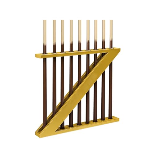 Wall-mounted Billiards Pool Stick Holder,Collapsar,9-Hole Billiard Cue Racks, Table Accessories,for Game Room(Gold) - color: Gold