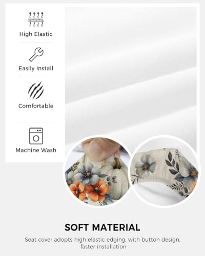 Savannan Office Chair Cover, Retro Pumpkin Flower Leaf on Linen Protective Stretch Elastic Universal Cover for Desk Task Chair,Computer Rotating Chair 1 Pcs Watercolor Fall Plant