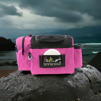 Fade Crunch Disc Golf Bag – Compact, Sturdy, and Insulated Shoulder Strap Bag for All Players Cooler Bag - Electric Lime - color: Watermelon Pink